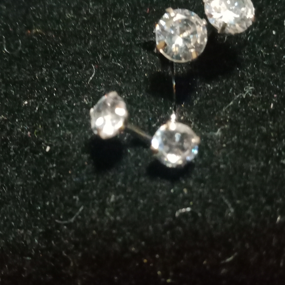 Surgical Steel Earrings Cubic Zirconia Stud Earrings 6 pairs - Picture 4 of 6